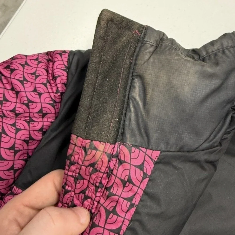 The North Face Puffer Lhotse Jacket Mens Pink Black Excellent 700 Down Monogram